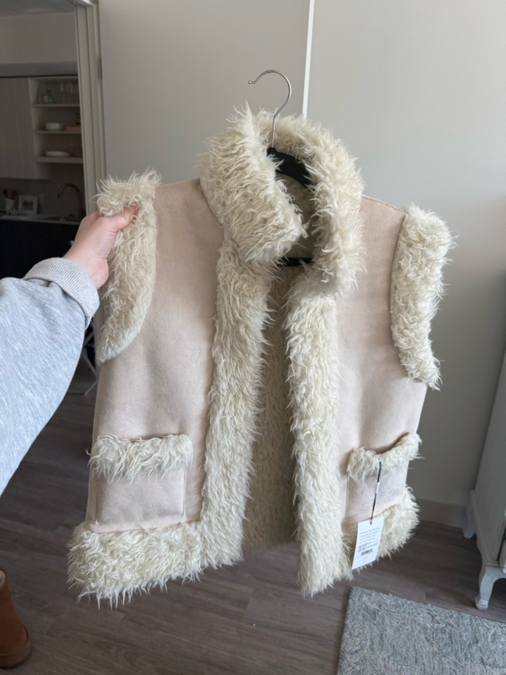 Something Navy Cream Faux Shearling Vest